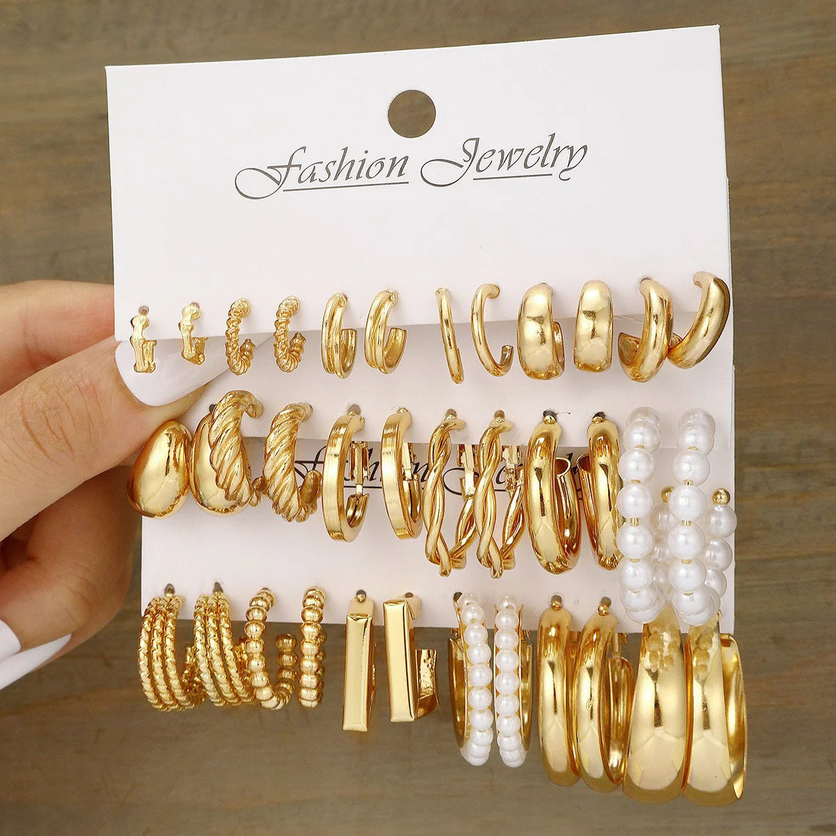 Vintage Pearl Hoop Earring Set