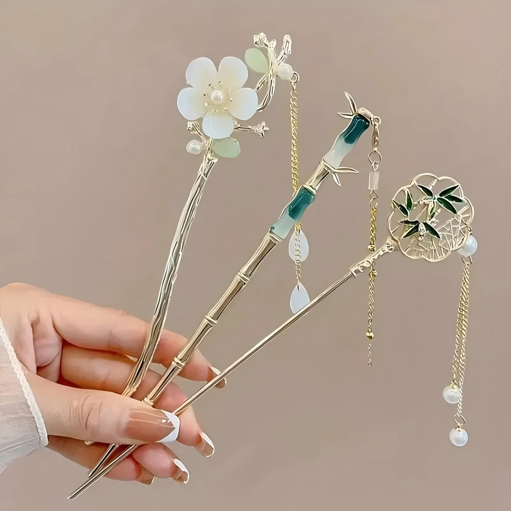 Floral Tassel Hair Pin