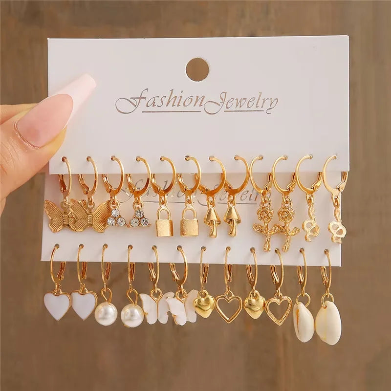 Vintage Pearl Hoop Earring Set