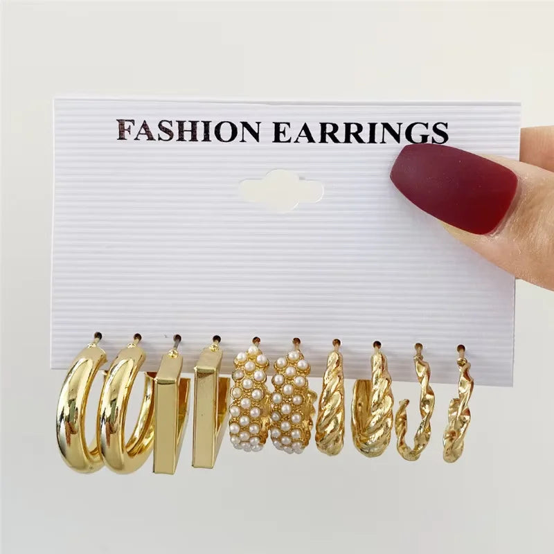 Vintage Pearl Hoop Earring Set