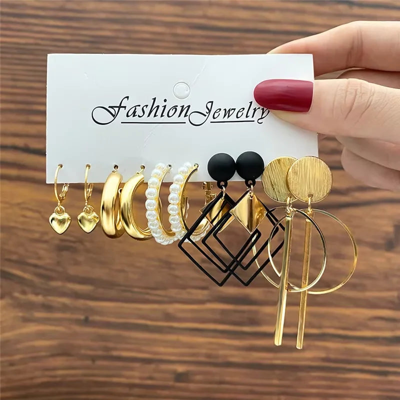 Vintage Pearl Hoop Earring Set